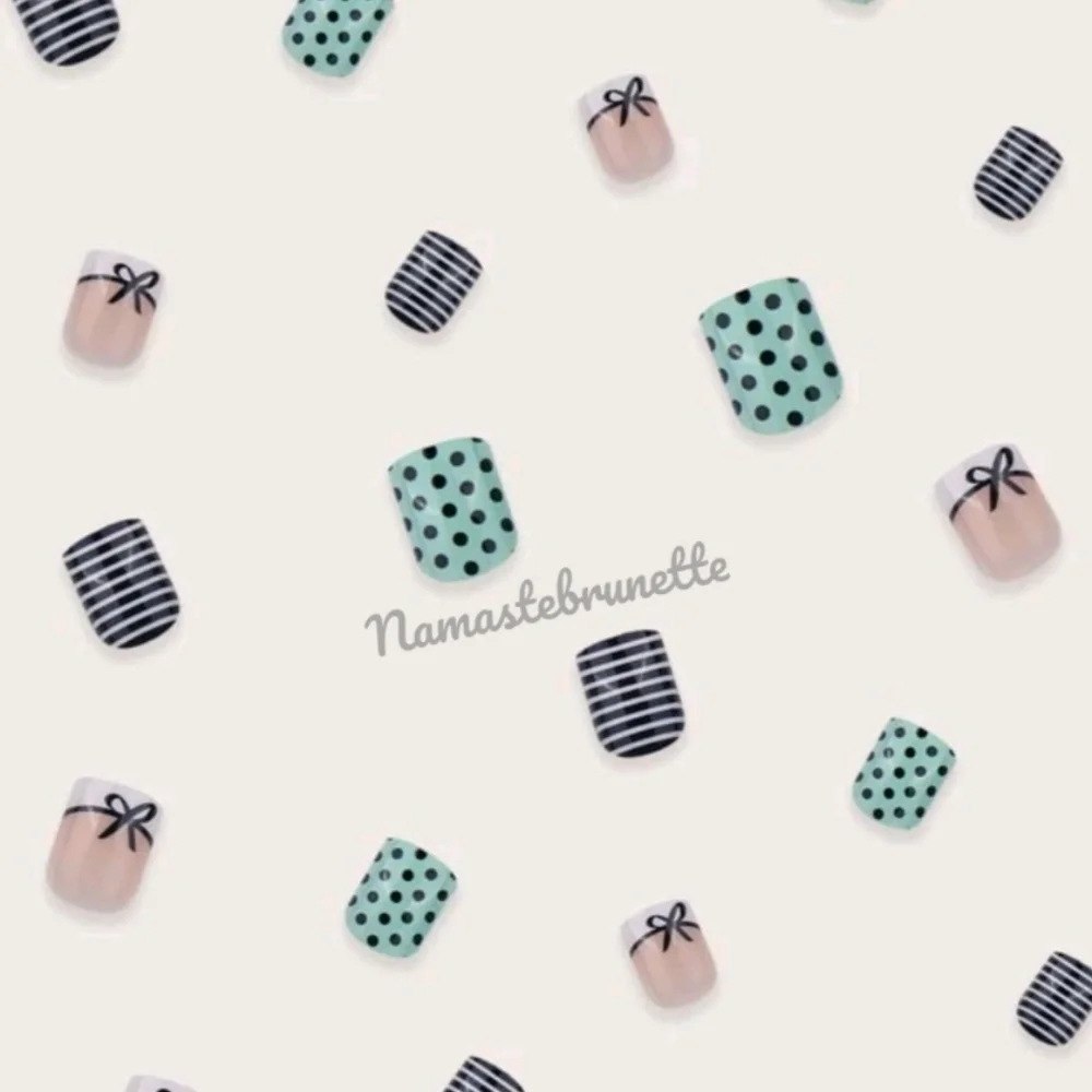 2/$16 Bow French Manicure  Press On Nails